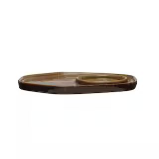 8" Brown Glaze Ceramic Candle Holder with Tray | Michaels Stores
