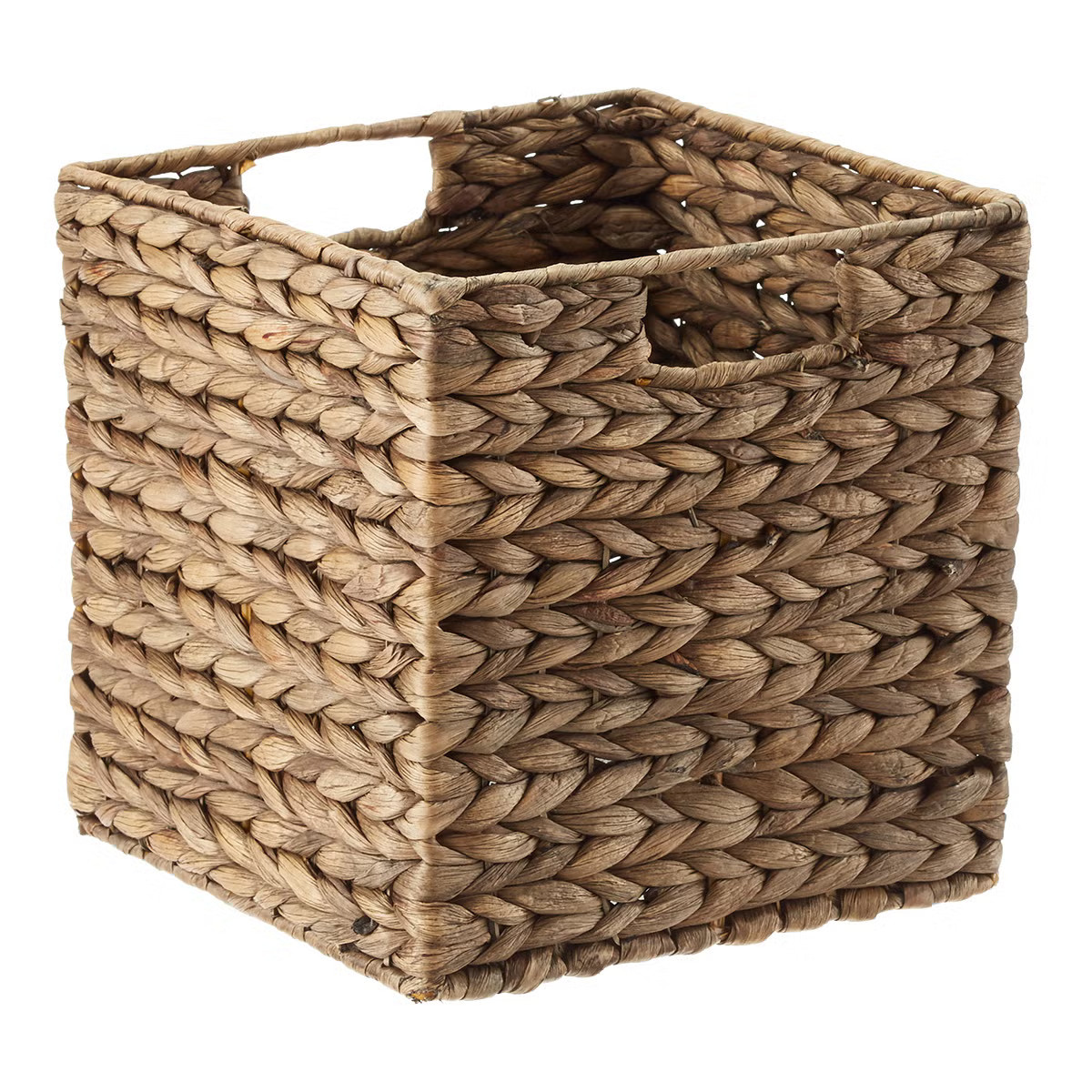 Mocha Water Hyacinth Storage Cubes with Handles | The Container Store
