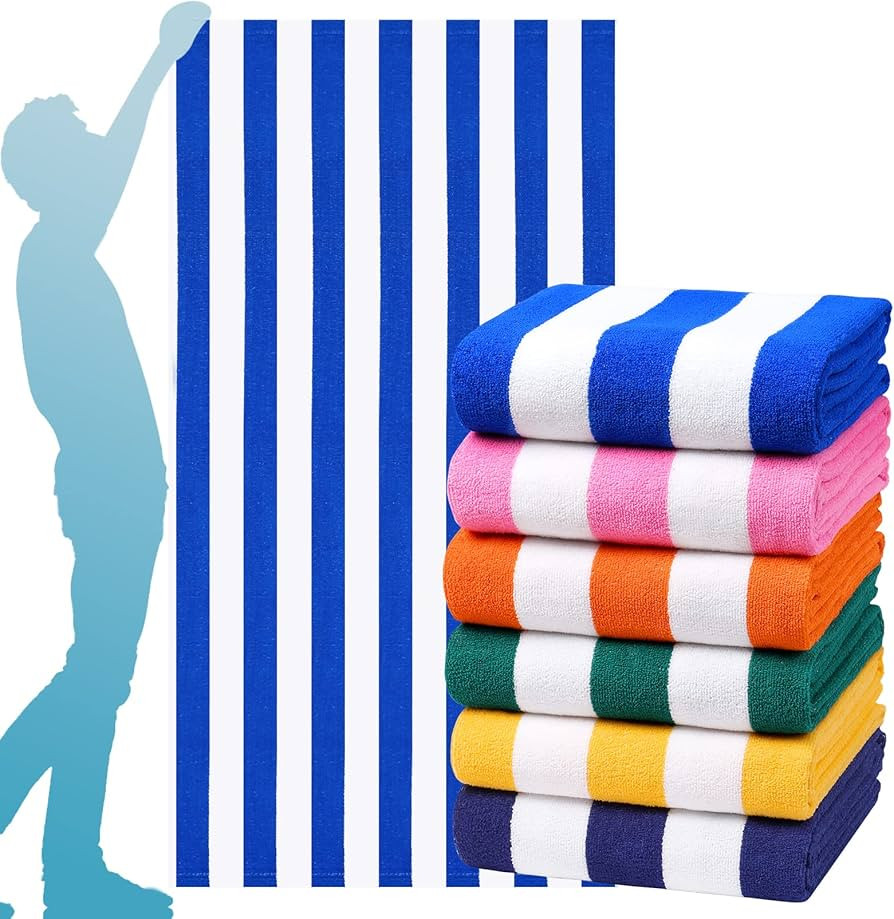 6 Packs Oversized 72x40 Inch Stripe Beach Towel Thin Terry Set Extra Large XL Big Clearance Acces... | Amazon (US)