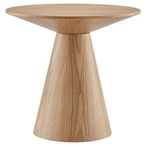 Vahn Mid Century Modern White Wood Round Pedestal Side Table | Kathy Kuo Home