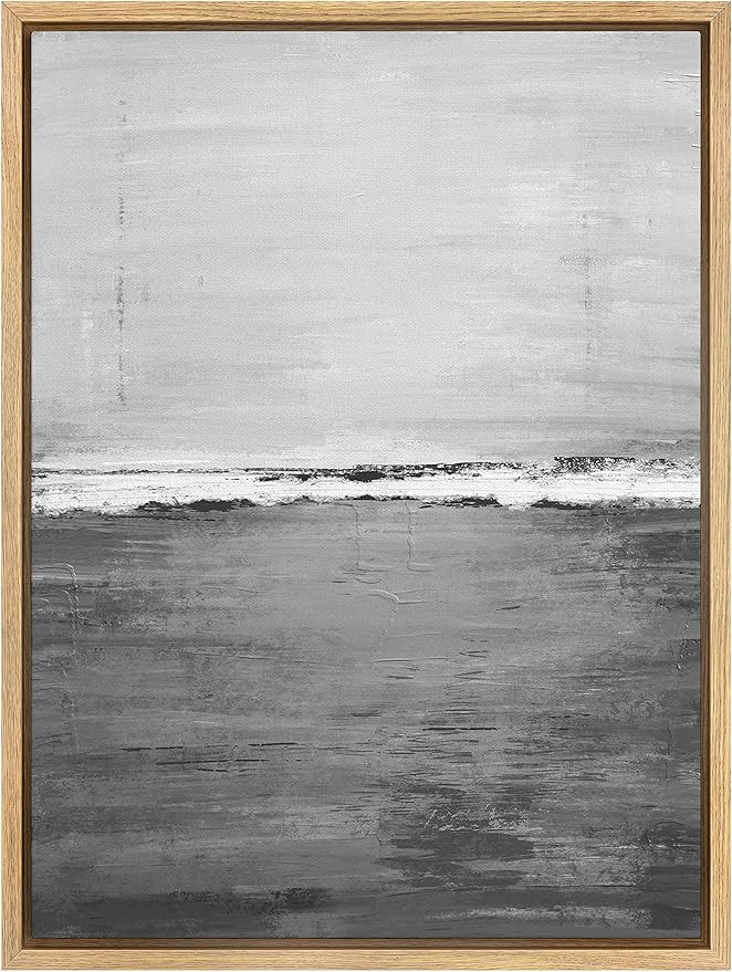 SIGNWIN Framed Canvas Wall Art Grayscale Duotone Print Abstract Brushstroke Oil Painting Minimali... | Amazon (US)