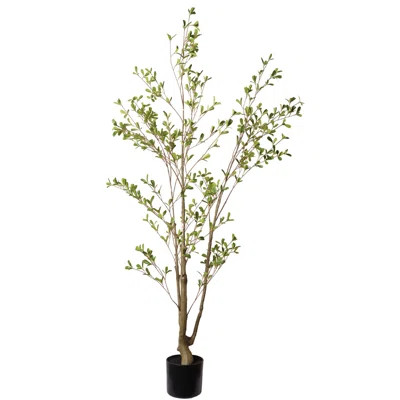 5FT Artificial Olive Tree with Black Plastic Pot, Lifelike Fake Potted Indoor Plant for Home Living Room Decor | Wayfair North America