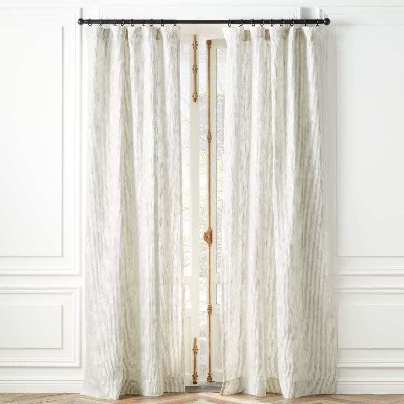 Modern Harlow Striped Linen-Blend Sheer Window Curtain Panel 48"x96" + Reviews | CB2 | CB2