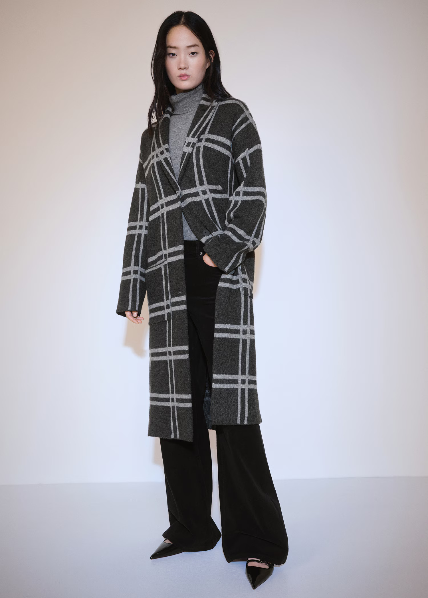 Check knitted coat - Women | MANGO USA | Mango (US/MX/AU)