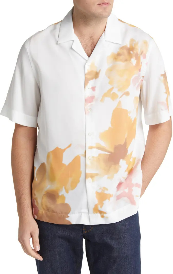 Bugatchi Jackson Regular Fit Abstract Print Short Sleeve Button-Up Camp Shirt | Nordstrom | Nordstrom