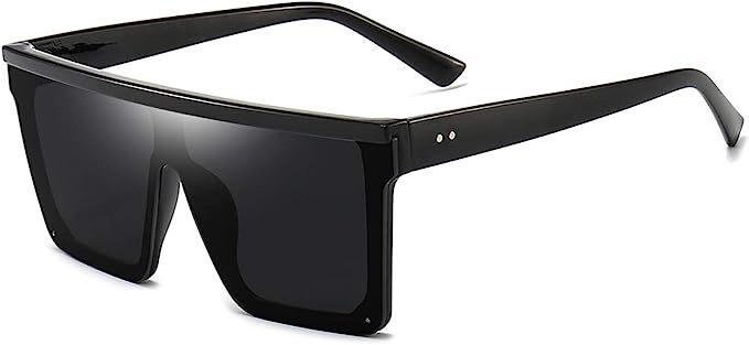 Square Oversized Sunglasses for Women Men Fashion Flat Top Big Black Frame Shades Dollger | Amazon (US)