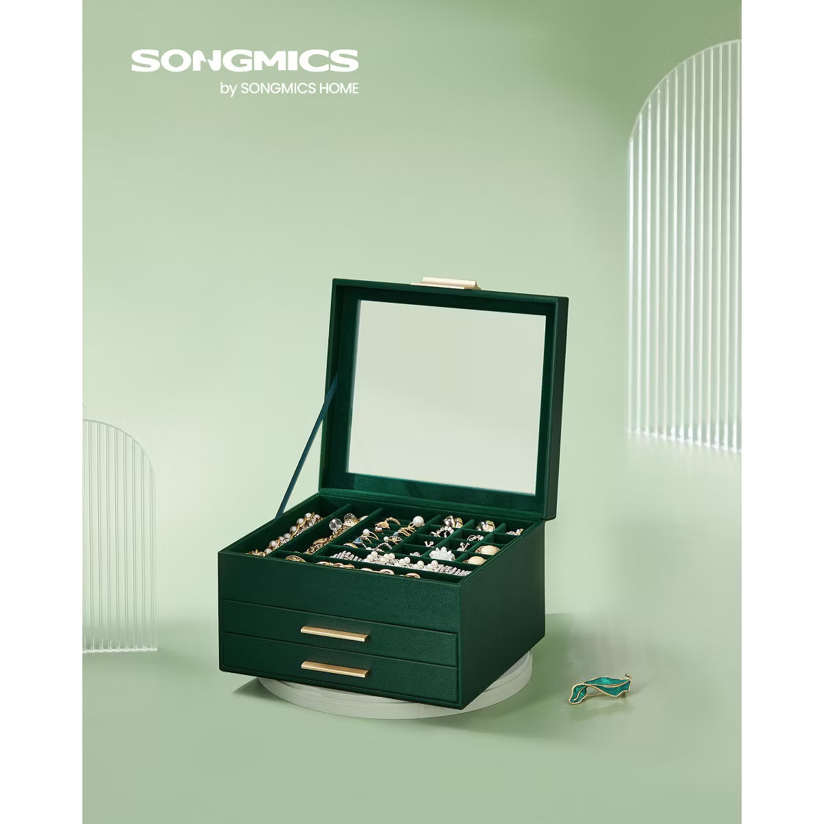 Jewelry Box with Glass Lid Accessory Organizer Case for Rings Necklaces Earrings | Target