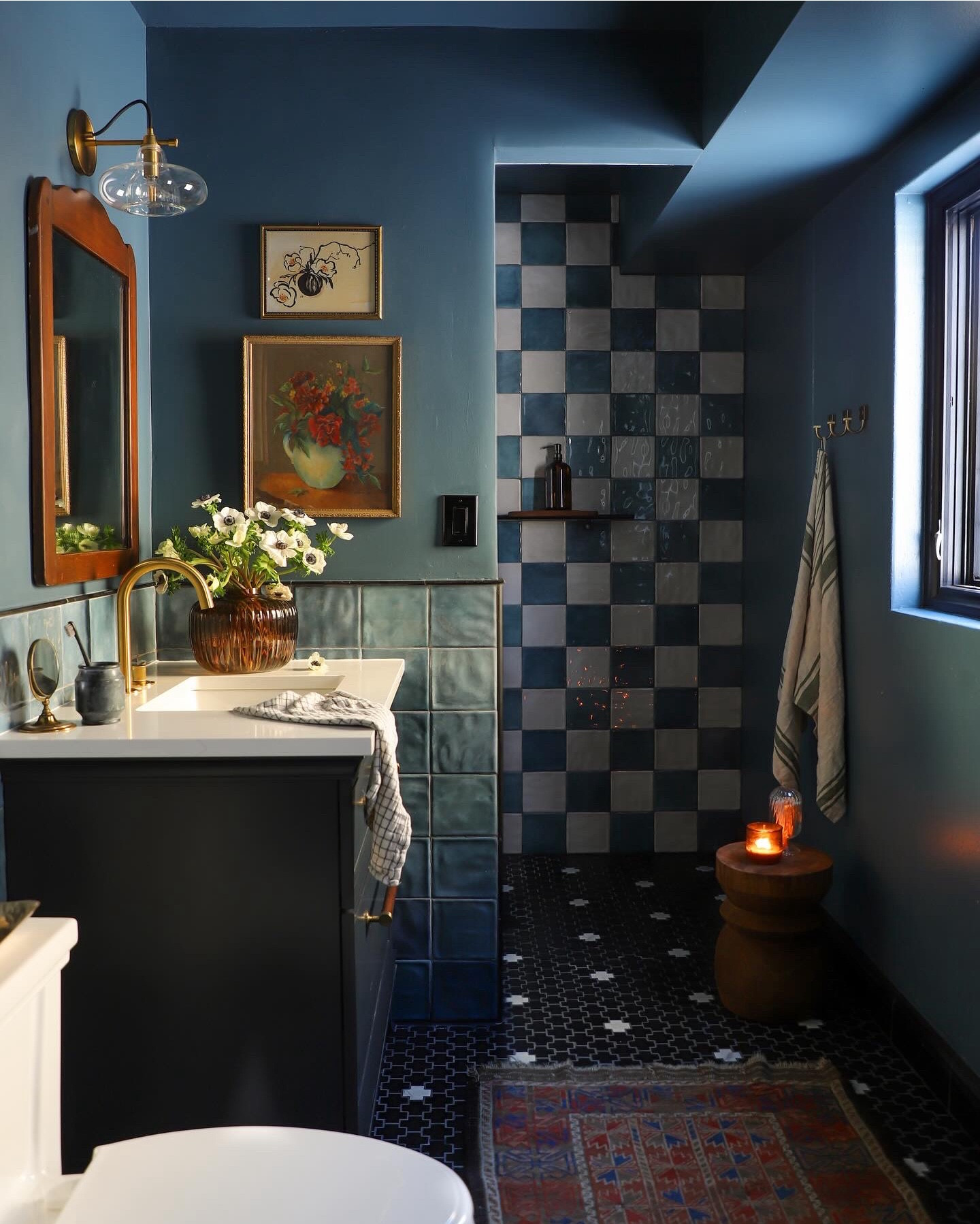Blue bathroom at The Loft updated for Spring!! 

#LTKHome
