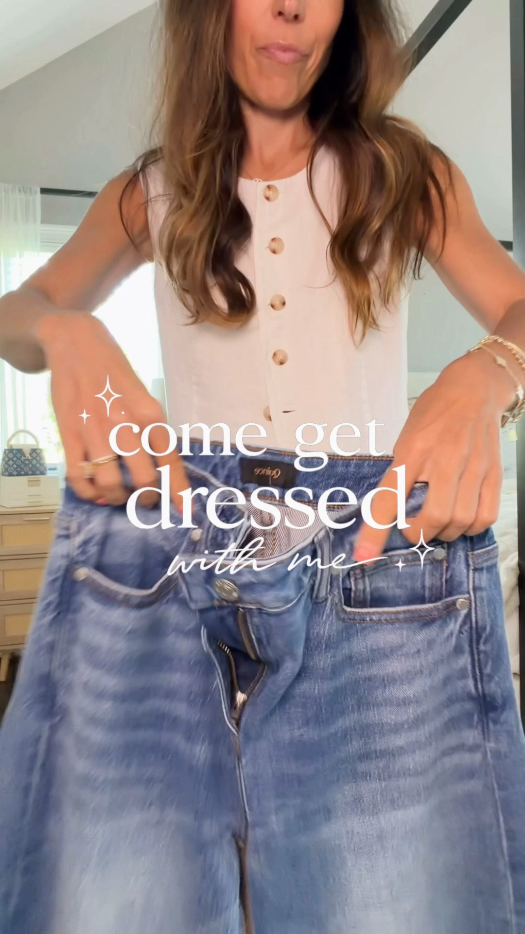 If you’ve been looking for jeans that look designer without the designer price tag… these are the ones. 🤍 

I’ve tried a lot of denim over the years, and these $50 @quince jeans genuinely impressed me. They’re comfortable, flattering, and have that elevated look I always gravitate toward. #quincepartner

Paired them with this linen vest, and it’s the kind of outfit that feels effortless but still put together. Exactly what I want for a Summer date night! 

💌type “LOVE” and I’ll send you all the links!

#LTKootd #LTKmomlife #LTKOver40
