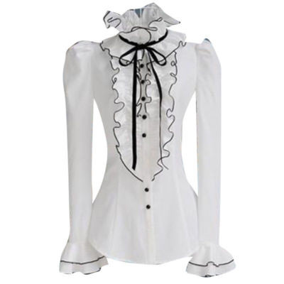 Lady Girls Ruffle Lolita Shirt Flare Sleeve Slim Blouse Sweet Victorian Vintage | eBay US
