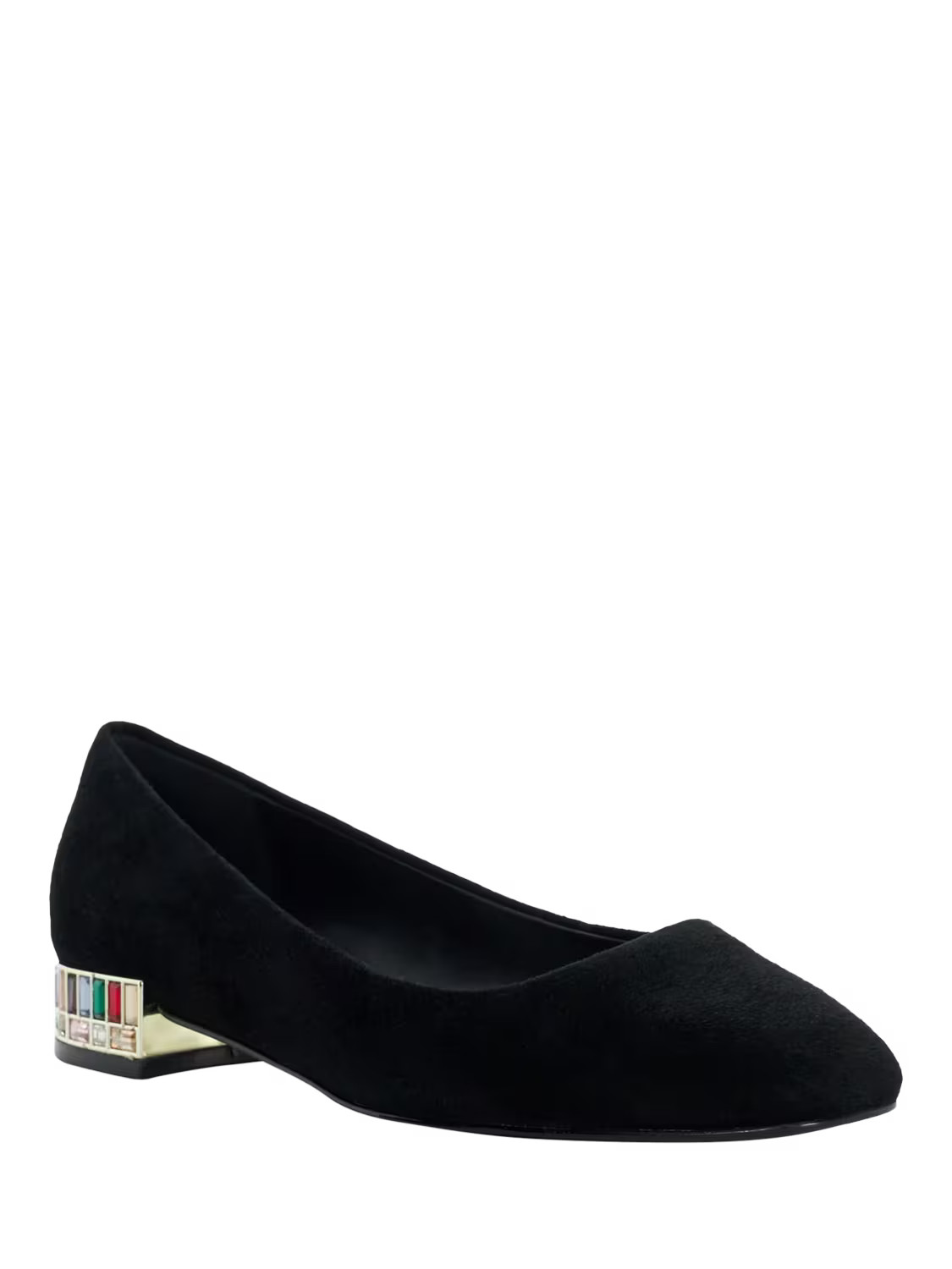 DuneBallerina Suede Jewel Block Heeled Courts, Black | John Lewis (UK)