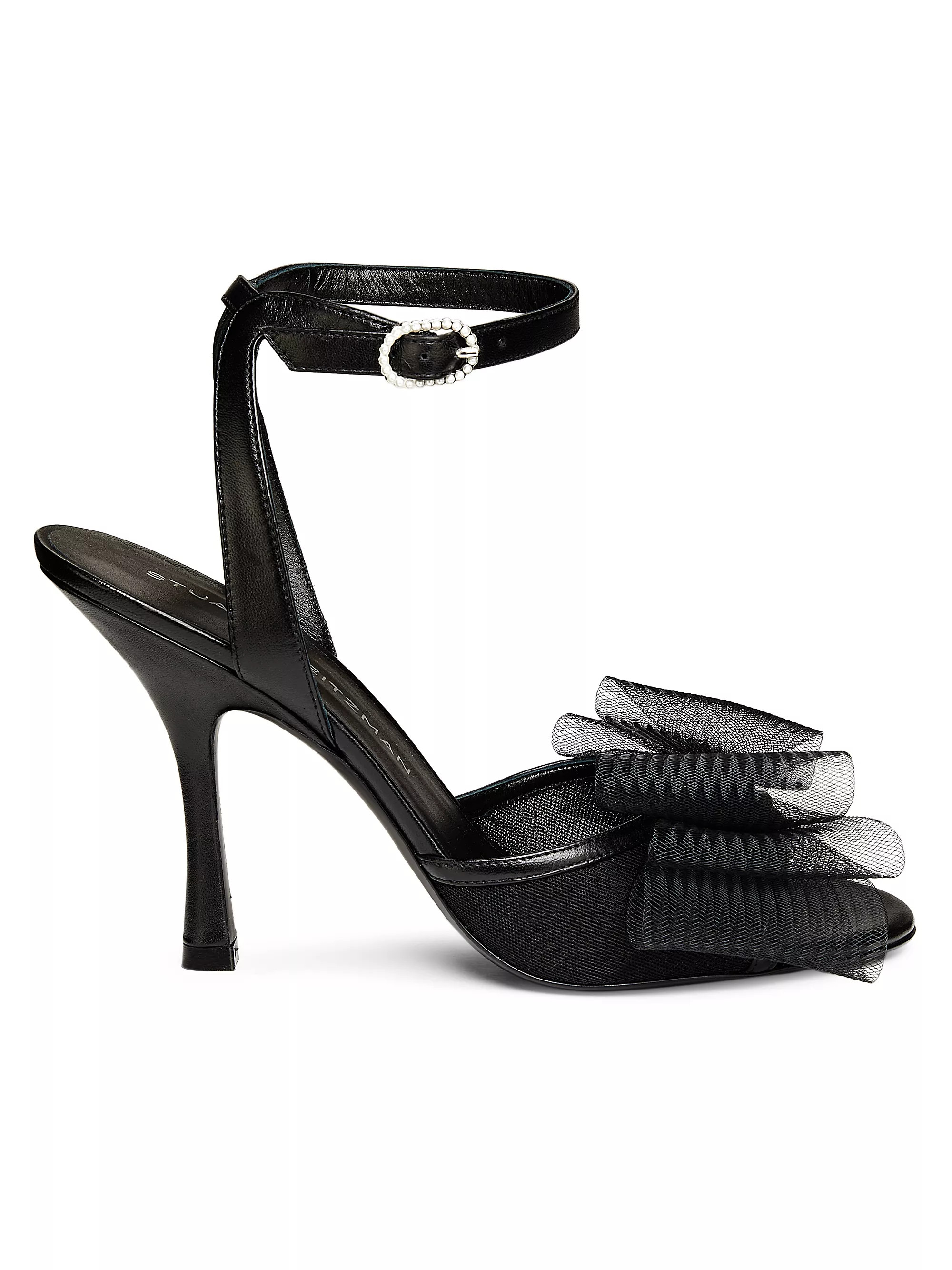 Stuart WeitzmanBlushing Bow 100MM Mesh & Leather Sandals | Saks Fifth Avenue