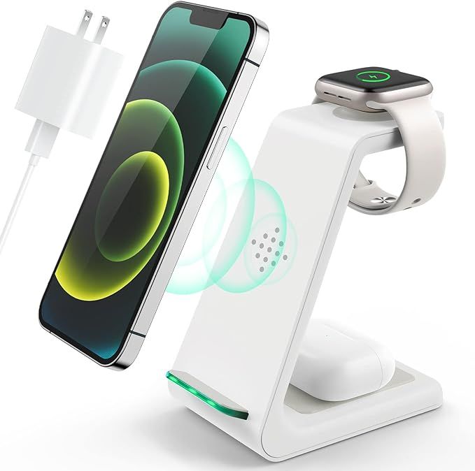 Wireless Charging Station, 3 in 1 Fast Desk Charging Station, Wireless Charger Stand for iPhone 1... | Amazon (US)