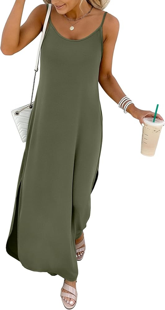 ANRABESS Womens Summer Spaghetti Strap Maxi Dress Beach Cover Up Casual Sleeveless Sundress Vacat... | Amazon (US)