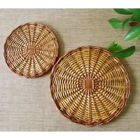 Vintage Baskets - Round Woven Wall Scalloped Edges Square Center Basket Decor Hand Made | Etsy (US)