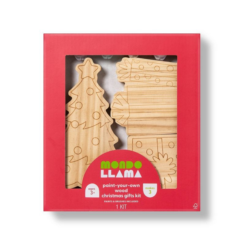 6pc Paint-Your-Own Wood Christmas Gifts Kit - Mondo Llama™ | Target