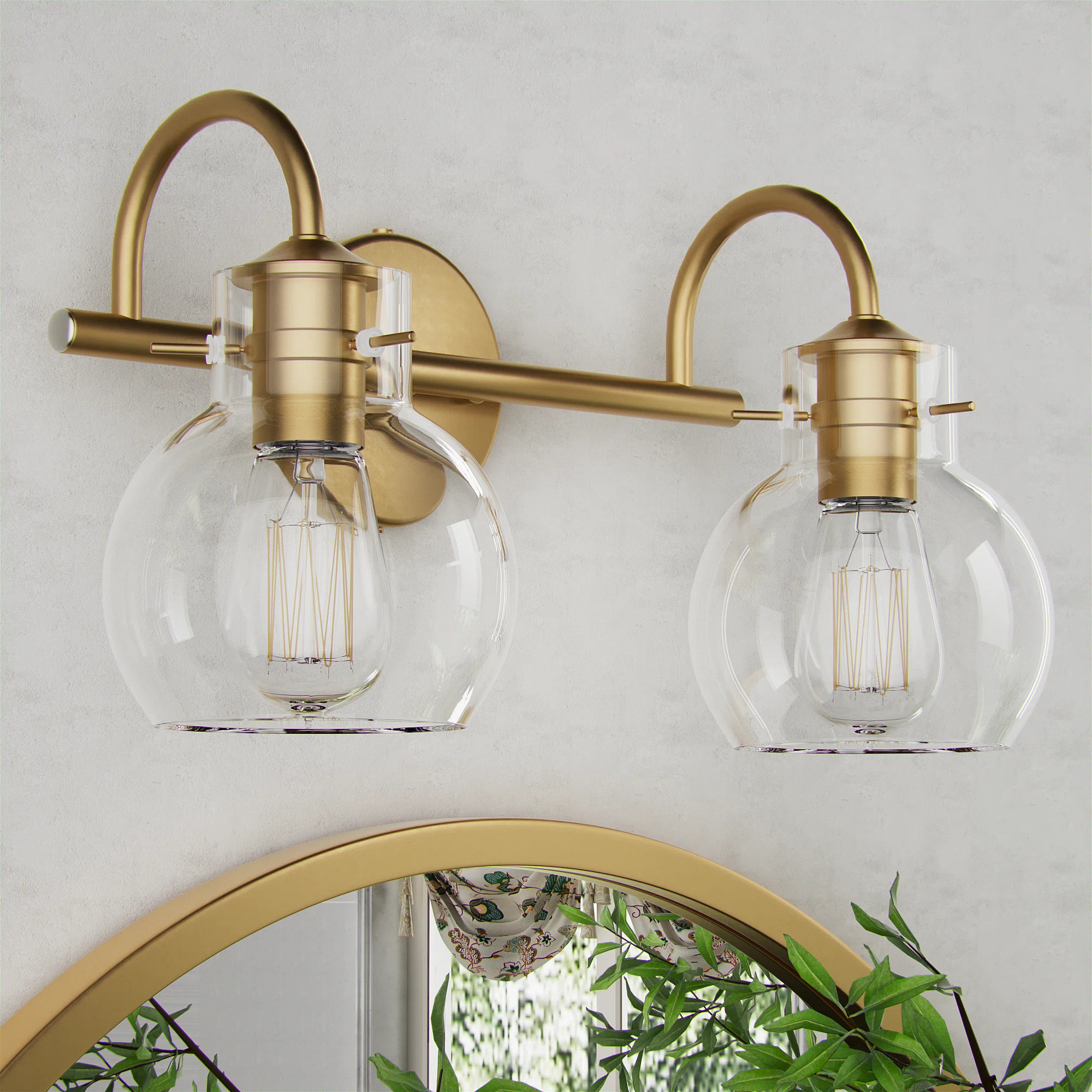 Everly Quinn Zeline Light Dimmable Bathroom Vanity Lights with Clear Shade Vanity Light Fixture &... | Wayfair North America
