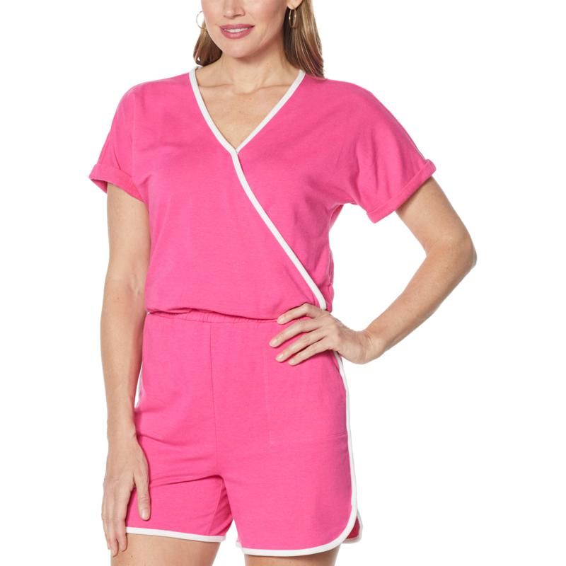 WVVY French Terry Surplice Wrap Romper | HSN