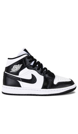Air Jordan 1 Mid Sneaker in White & Black | Revolve Clothing (Global)