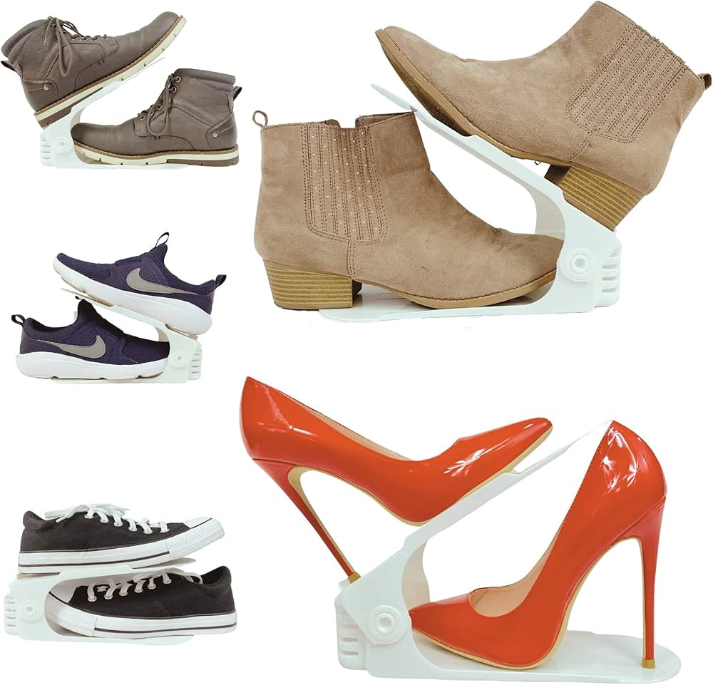 Adjustable Shoe Stackers [20PK] - Dorm Organization - Double Deck Shoe Rack Organizer for Closet ... | Amazon (US)