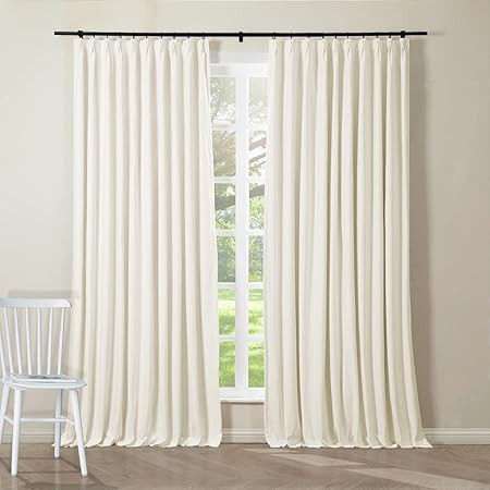 ChadMade Pinch Pleat Curtain Ivory 100% Cotton Duck Blackout Drapery for Traverse Rod Curtain Pla... | Amazon (US)