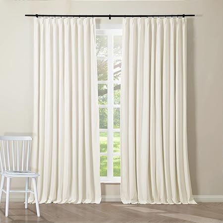 ChadMade Pinch Pleat Curtain Ivory 100% Cotton Duck Blackout Drapery for Traverse Rod Curtain Pla... | Amazon (US)