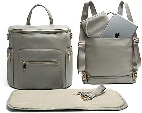 Leather Diaper Bag Backpack by Miss Fong, Baby Bag,Backpack Diaper Bag with Changing Pad,Wipes Po... | Amazon (US)