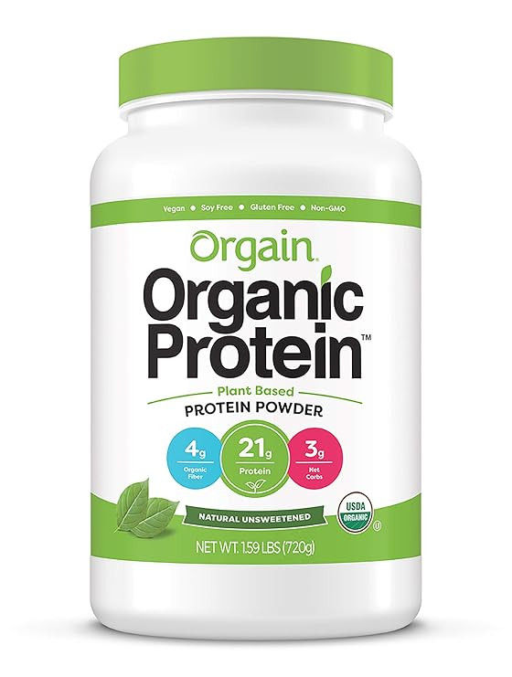 Orgain Organic Plant Based Protein Powder, Natural Unsweetened - Vegan, Low Net Carbs, Non Dairy,... | Amazon (US)