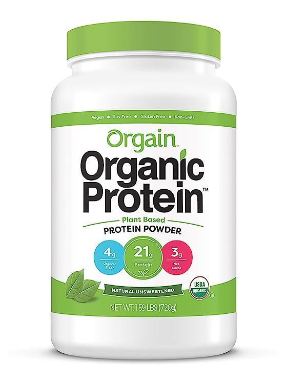 Orgain Organic Plant Based Protein Powder, Natural Unsweetened - Vegan, Low Net Carbs, Non Dairy,... | Amazon (US)