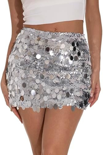 GUANYY Women's Sequin Skirt Stretchy Bodycon Mini Sexy Sparkly Skort Glitter Shiny Night Out Part... | Amazon (US)