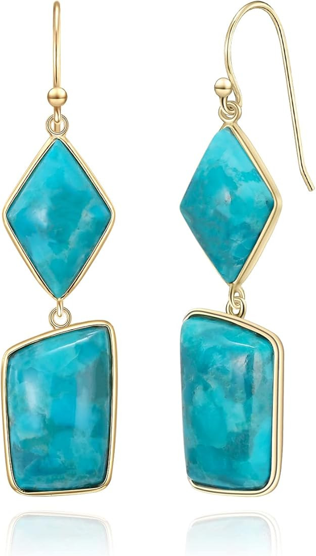 Jupiter Natural Turquoise/Moonstone Earrings for Women, Genuine Gemstone Dangle Earrings for Ladi... | Amazon (US)