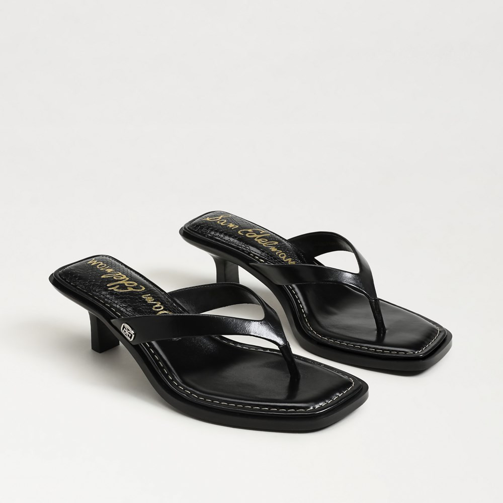 Dollie Thong Sandal Black Leather | Sam Edelman