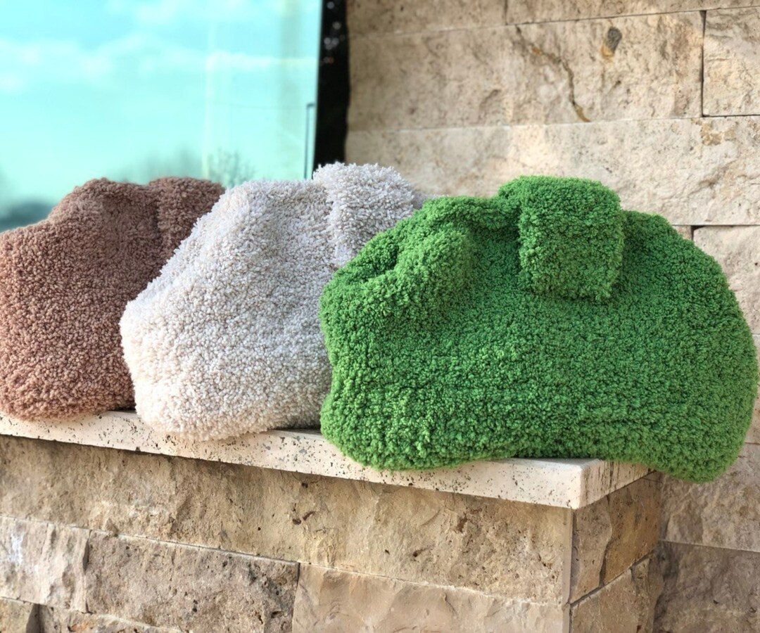 Handmade Dumpling Clutch Bag | Cloud Teddy Crochet Purse Bag | Green Teddy Clutch Bag | Handbag f... | Etsy (US)
