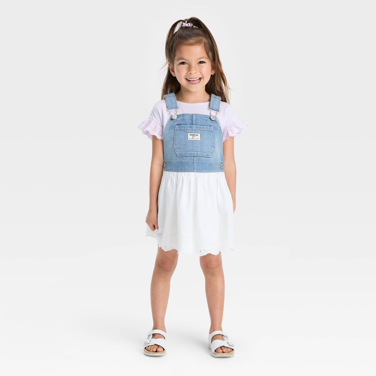 OshKosh B'gosh Toddler Girls' Denim Lace Skirtall - White | Target