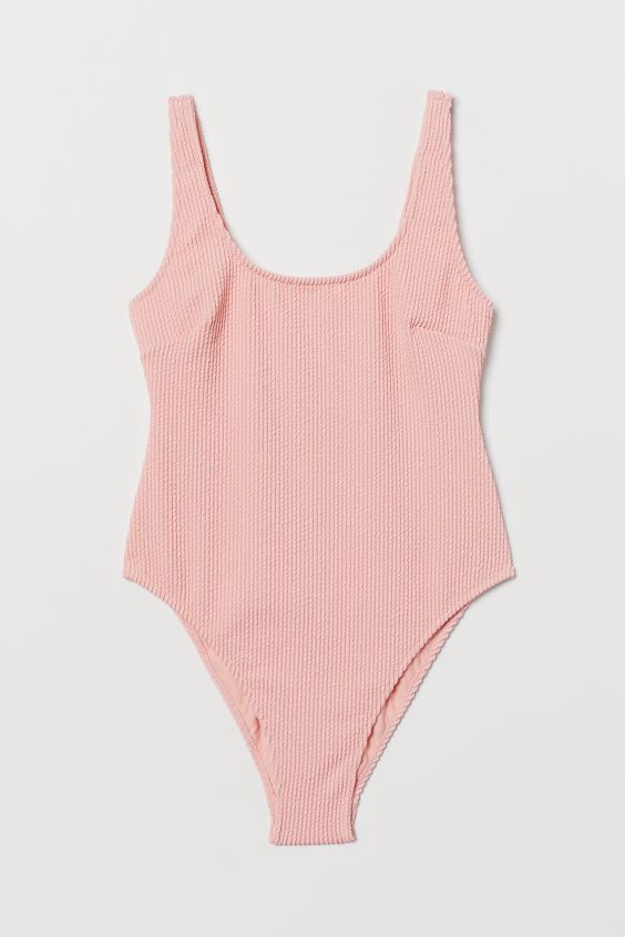 Fully lined, crinkled swimsuit with high-cut legs. Medium coverage at back. Polyester content is ... | H&M (US + CA)