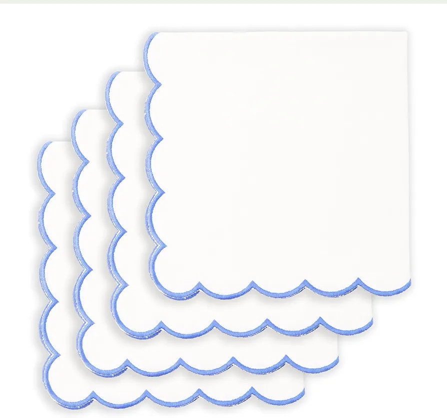 PurpleEssences Scalloped Embroidery Cloth Napkins - Spring Easter Summer - Table Decor - 100% Cot... | Amazon (US)