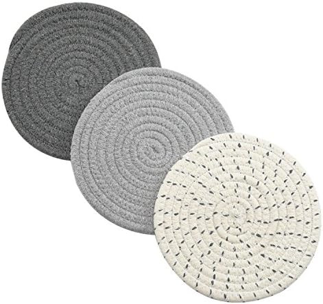 Potholders Set Trivets Set 100% Pure Cotton Thread Weave Hot Pot Holders Set (Set of 3) Stylish C... | Amazon (US)