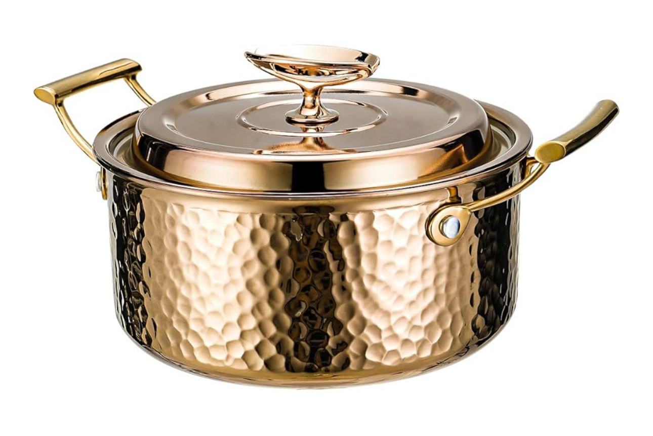 DAEDALUS Pro 7.5QT Stock Pot with Lid Hammered Copper Clad & 2.3mm Tri-Ply Core 3X Thicker Heavy Duty for Home or Restaurant Use Induction, Oven & Dishwasher Safe Rose Gold

#LTKHome