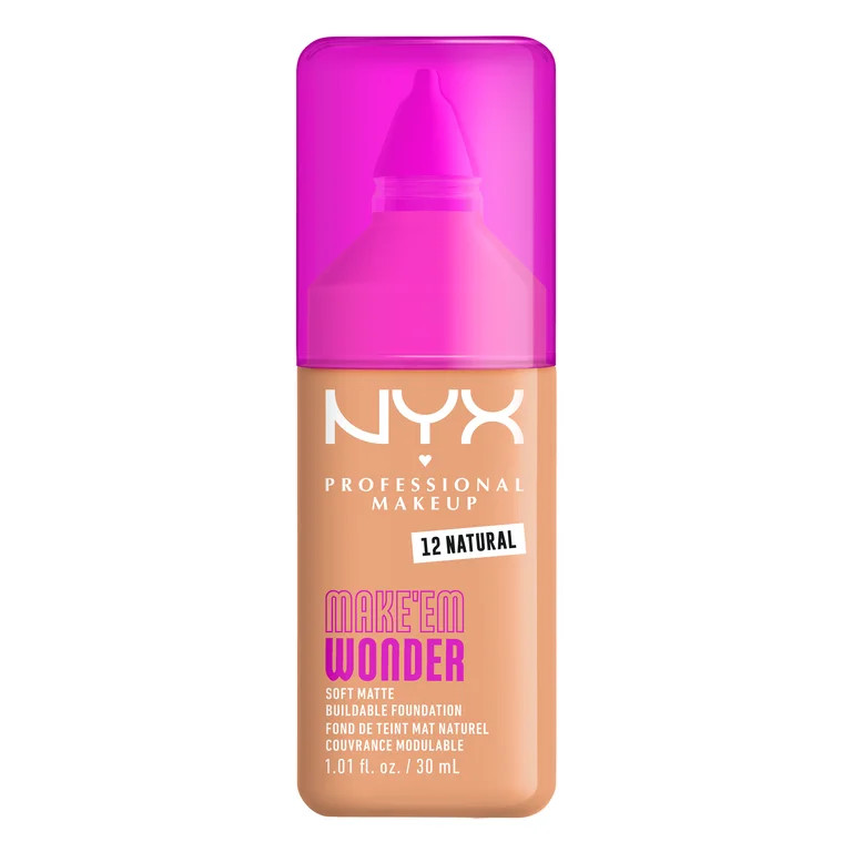 NYX Professional Makeup Make 'EM Wonder, 24H Soft Matte Foundation Makeup, NATURAL 12 | Walmart (US)