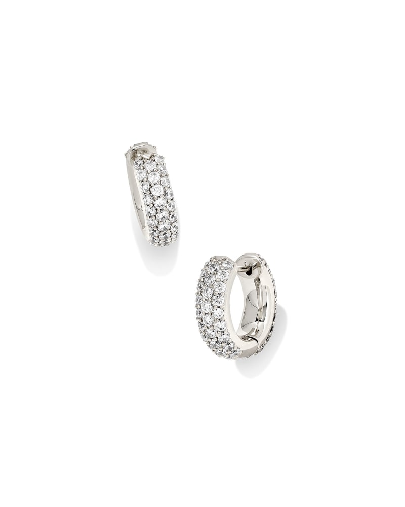 Mikki Pave Huggie Earrings in Silver | Kendra Scott | Kendra Scott