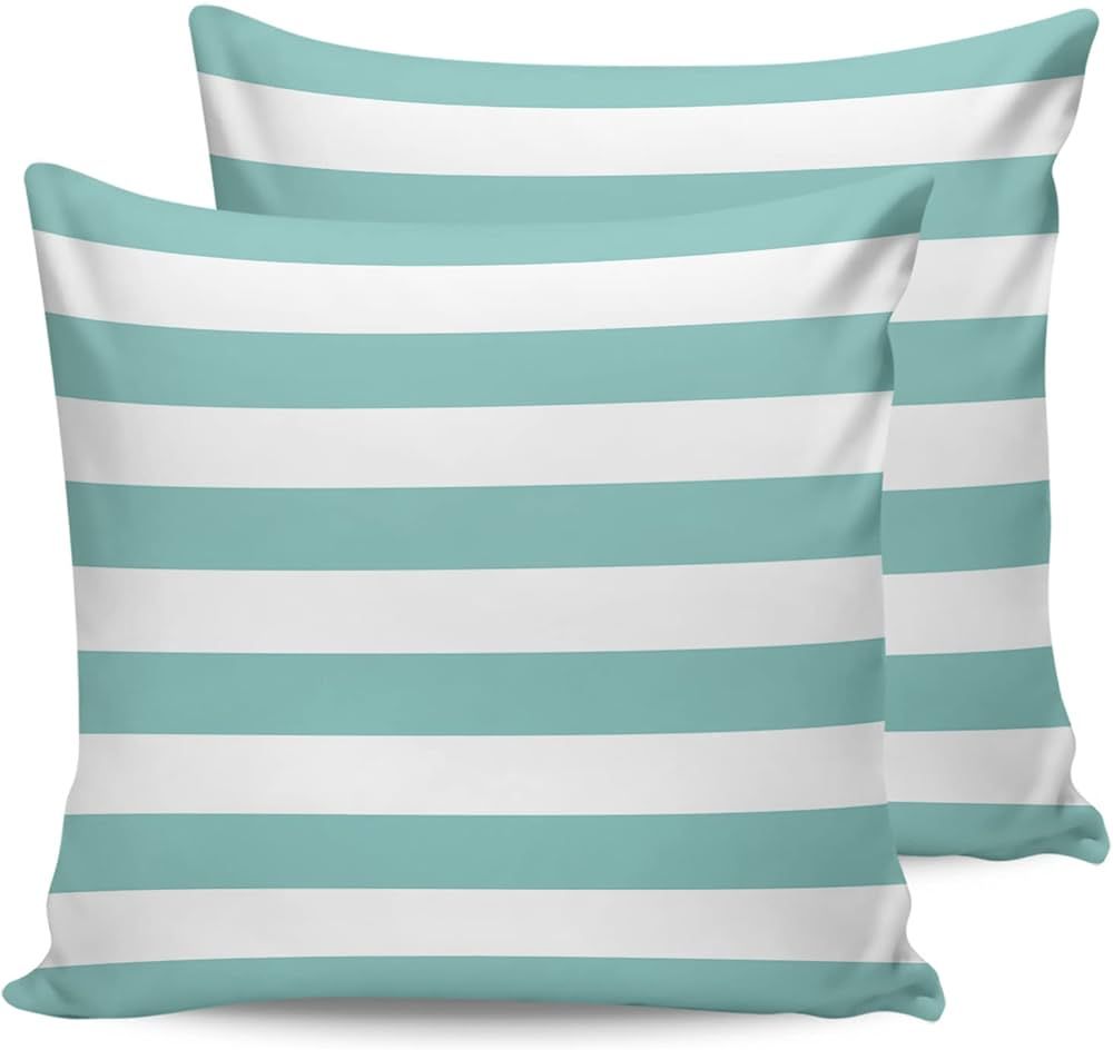 ALAGEO Outdoor Waterproof Pillow Covers for Patio Furniture Solid Striped Decorative Throw Pillow... | Amazon (US)