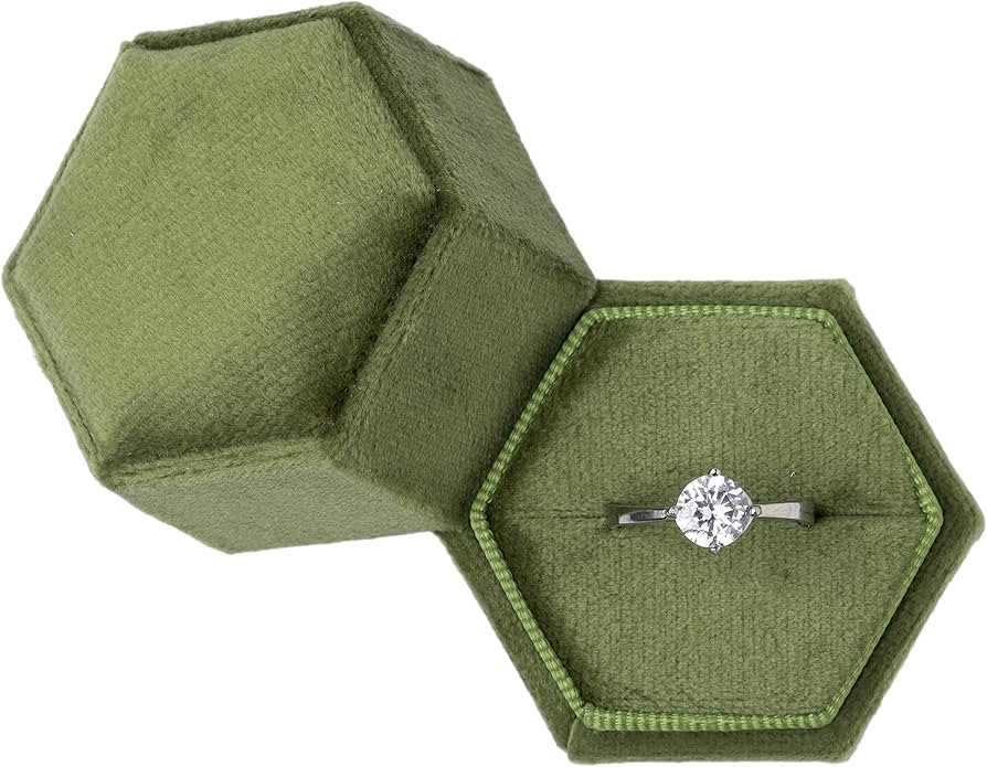 Equal Hexagon Velvet Single Ring Box for Engagement Proposal Wedding,Jewelry Ring Gift Box Jewelr... | Amazon (US)