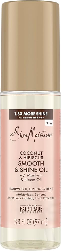Shea Moisture Smooth & Shine Oil Coconut & Hibiscus for Lightweight, Luminous Shine, 3.3 oz | Amazon (US)
