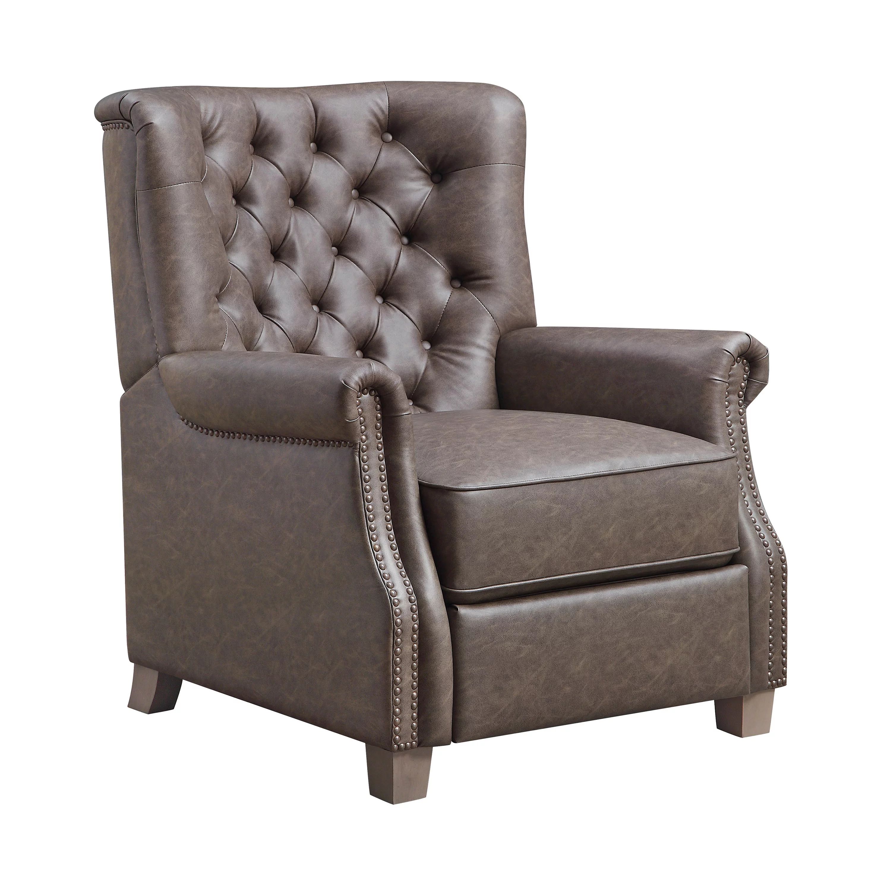 Better Homes & Garden Tufted Push Back Recliner, Brown Faux Leather Upholstery | Walmart (US)