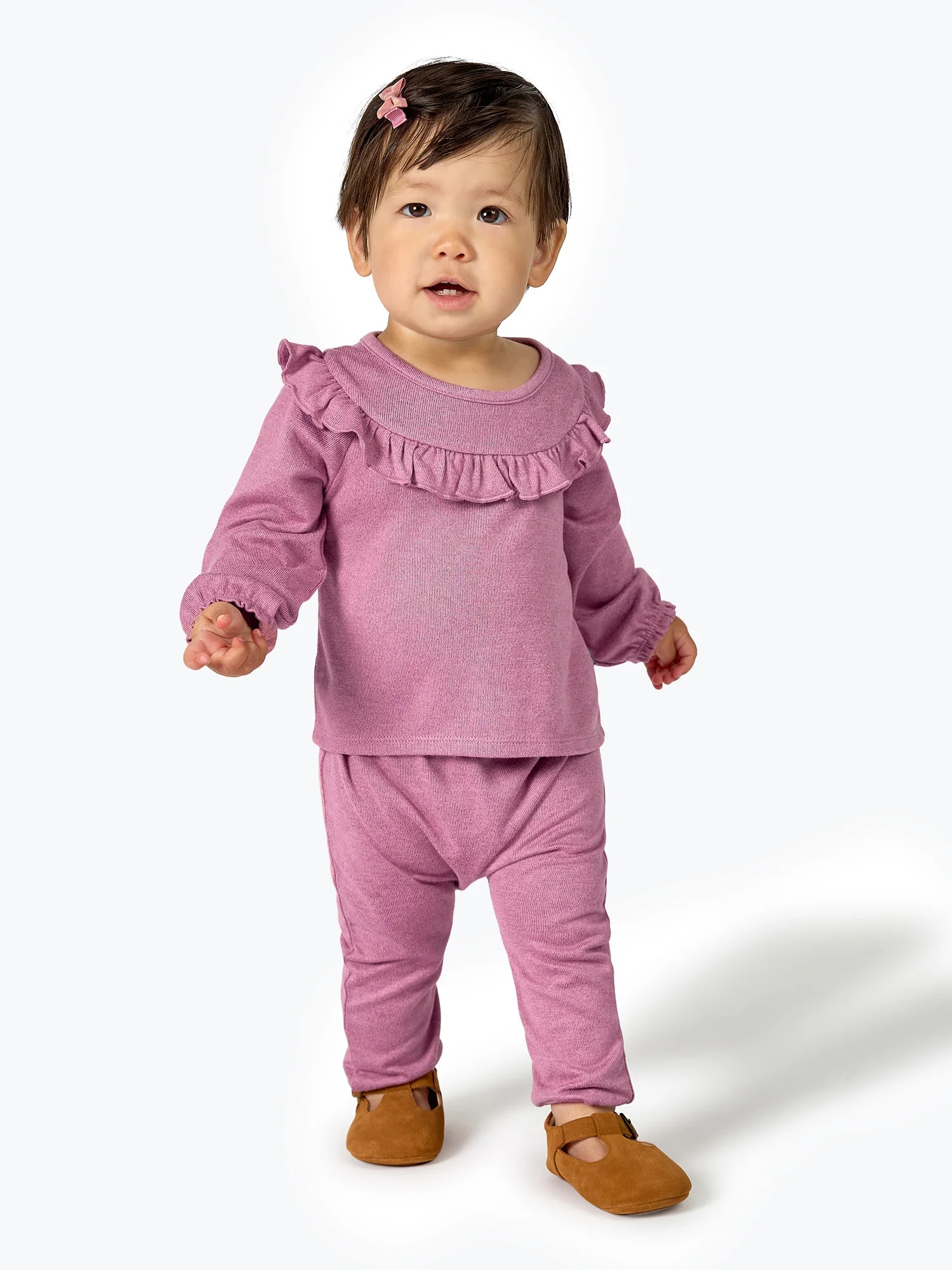 Modern Moments by Gerber Baby Girl Hacci Outfit Set With Ruffle, 2-Piece, Sizes 0/3 Months -24 Mo... | Walmart (US)