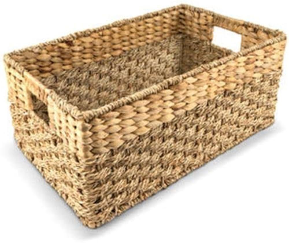 Medium Wicker Baskets For Storage, Water Hyacinth Storage Baskets, Seagrass Baskets for Organizin... | Amazon (US)