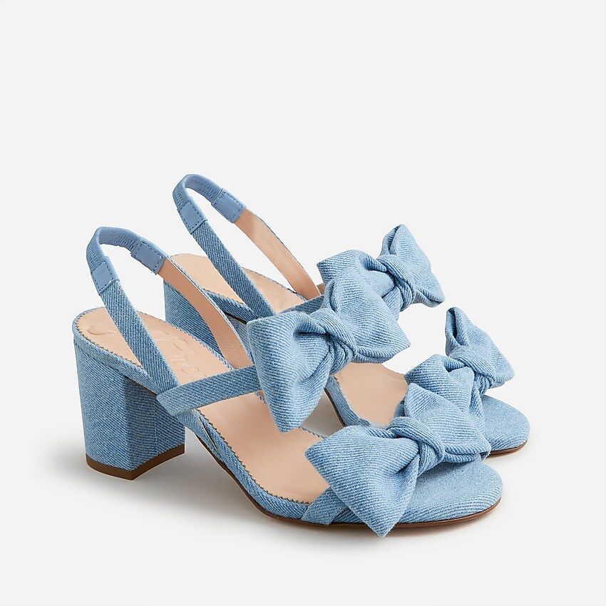 Lucie bow slingback sandals in denim twill | J.Crew US