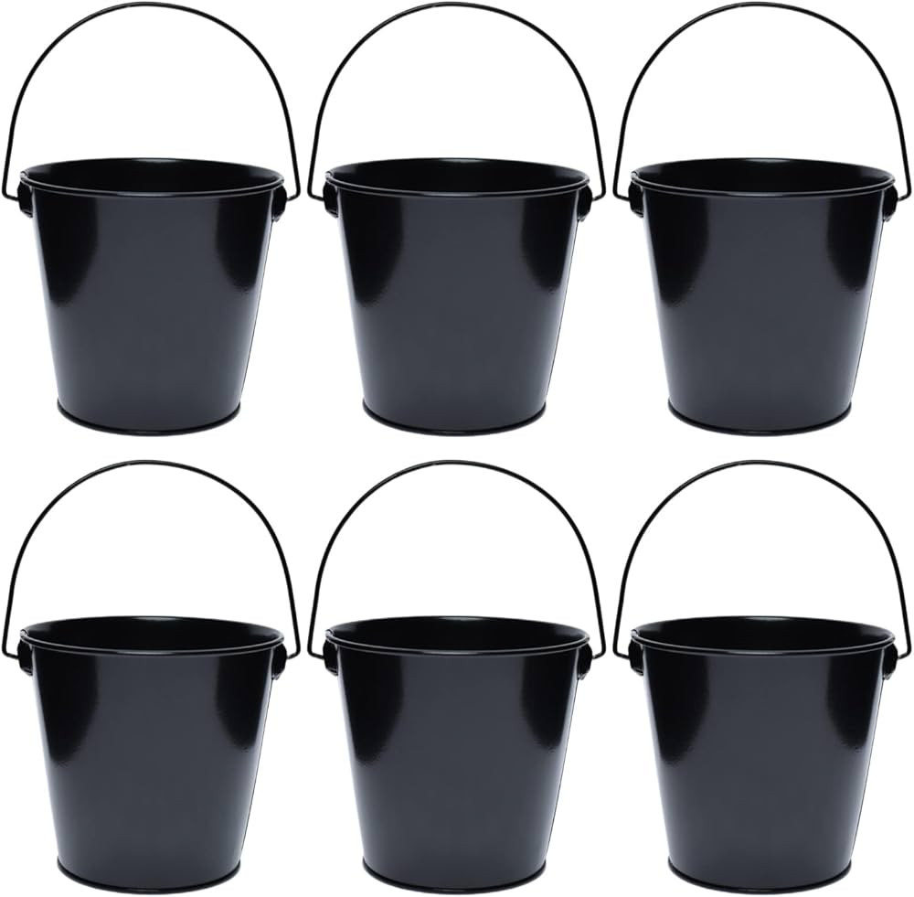 Metal Buckets with Handle - 6 Pack 6 Inch Black Iron Pail, Easter Bucket,Pencil Holder and Flower... | Amazon (US)