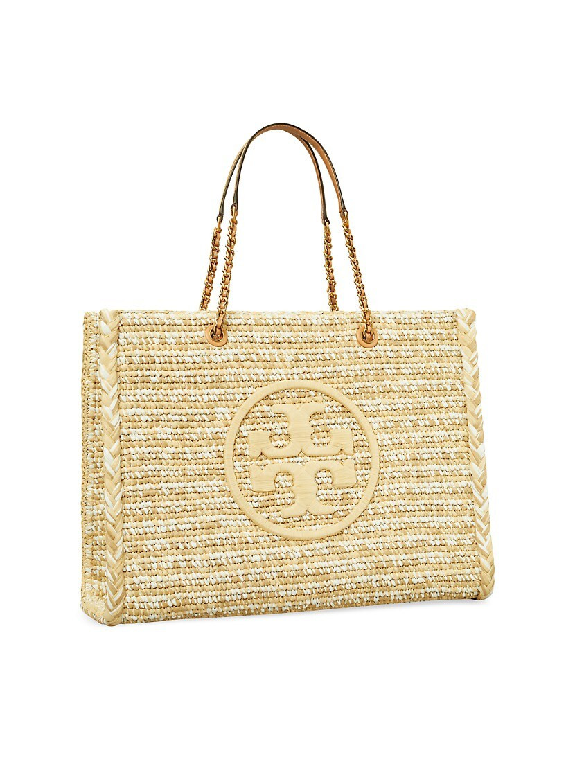 Ella Raffia Melange Chain Tote Bag | Saks Fifth Avenue