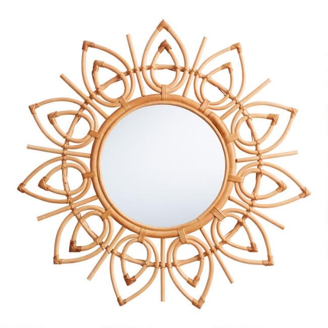 Round Natural Rattan Solstice Mirror | World Market